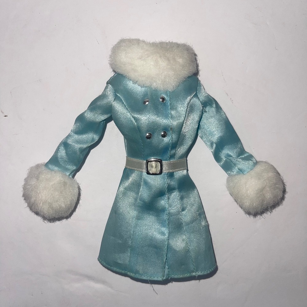 Barbie Doll Fashion Avenue Blue Party Dress Coat White Faux Fur Trimmed 1996